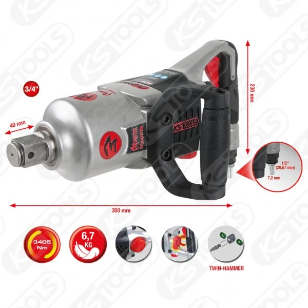 Ks Tools KS-Tools 3/4" SuperMONSTER Hochleistungs-Druckluft-Schlagschrauber, 3405Nm, 515.3250 8 Ks Tools KS-Tools 3/4" SuperMONSTER Hochleistungs-Druckluft-Schlagschrauber, 3405Nm, 515.3250 – Bild 6